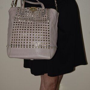 Valentino Garavani Rock Stud Leather Satchel With Strap Lambskin Tote Bag